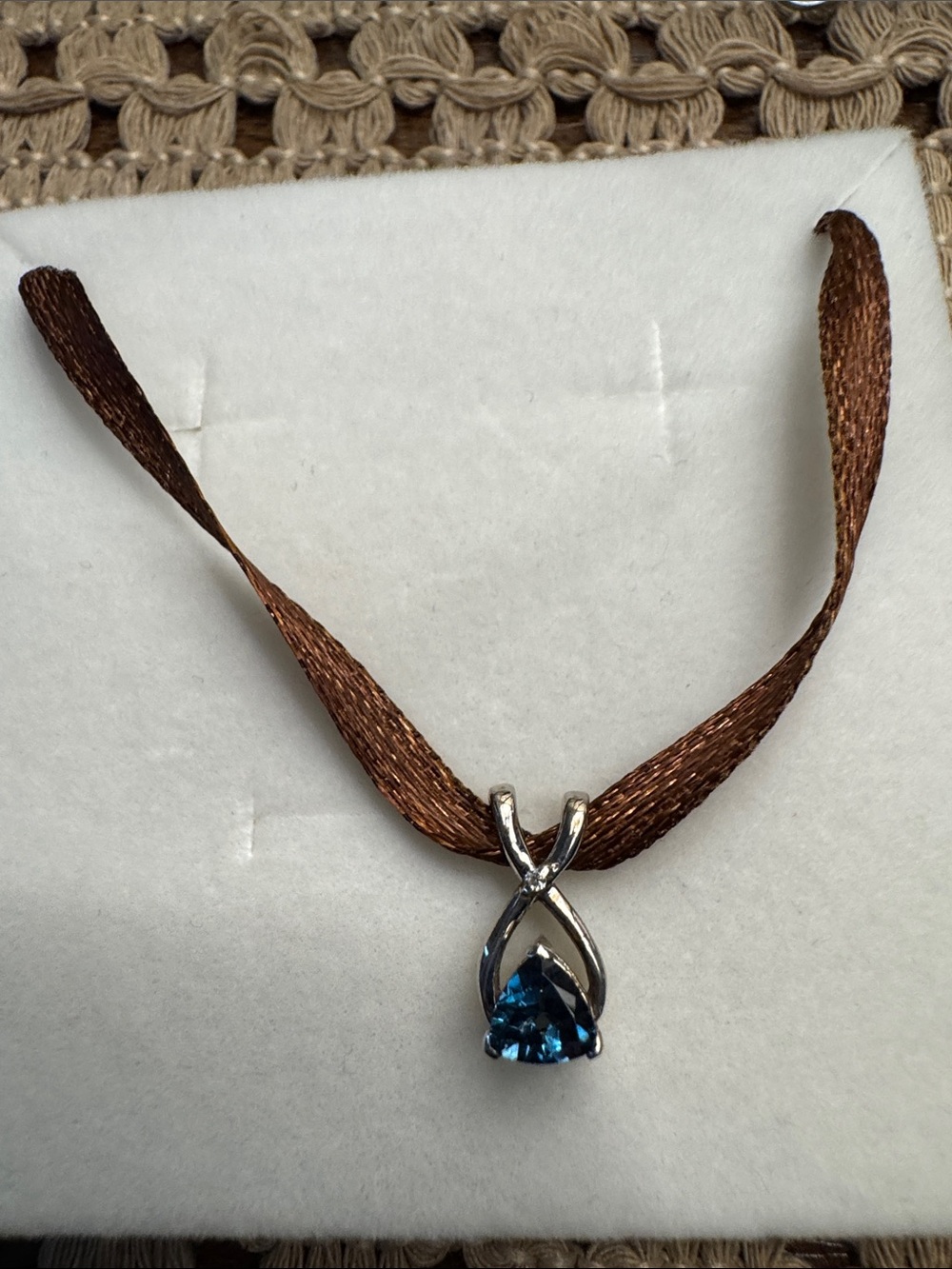 Angara Sterling Silver Trillion Blue Pendant Necklace. Does not come with chain